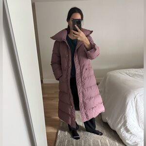 Long Puffer Coat in Dusty Rose - Women
